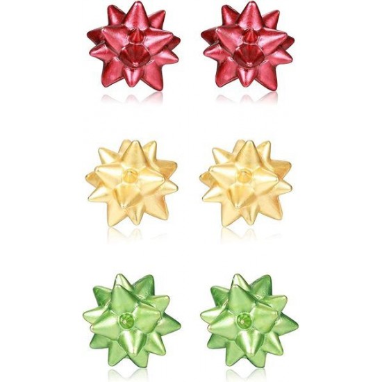 3 Pairs Christmas Earrings For Women Xmas Jewelry Bow Stud Earrings Green Red Gold Holiday Christmas Bow Earrings Set Christmas Gifts